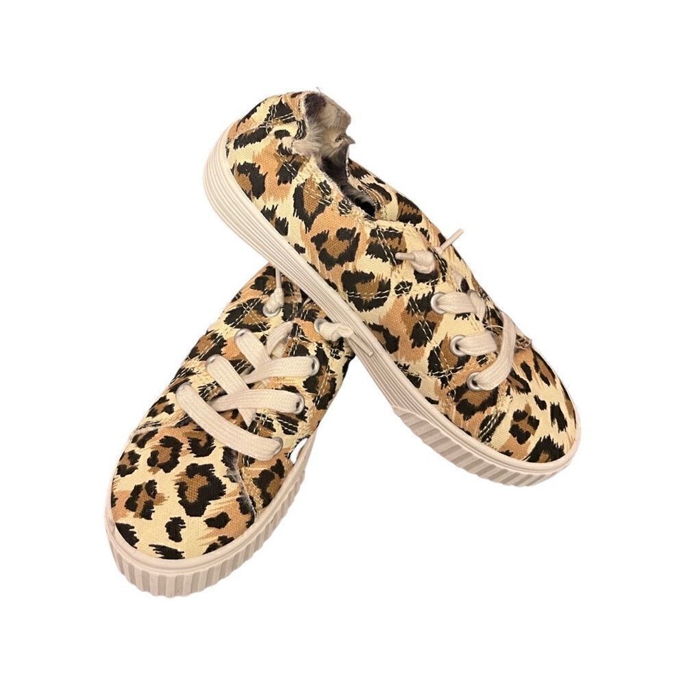 Madden Girl Marisa- Fur Lined Sneakers- Leopard Canvas- Size 5- NIB